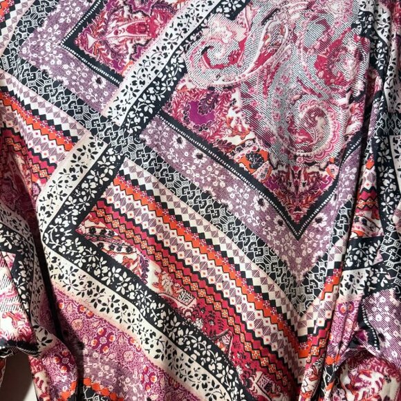 Victoria’s Secret Women’s Satin Kimono Robe – M/L – Purple & Pink Boho Print - Picture 5 of 8